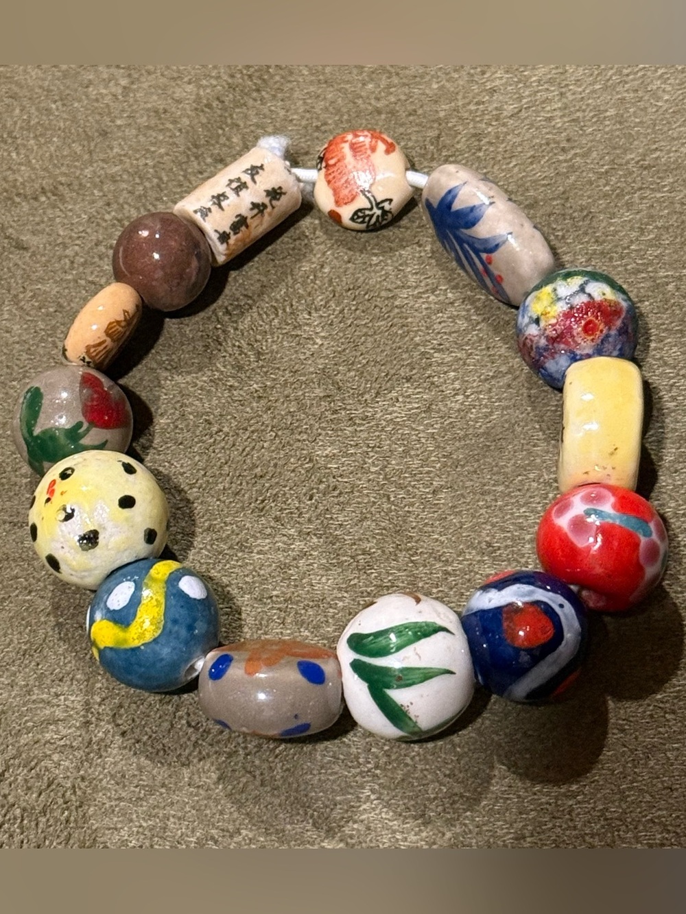 Handcrafted Artisan Ceramic Bead Statement Bracelet by Queen Bee Designs